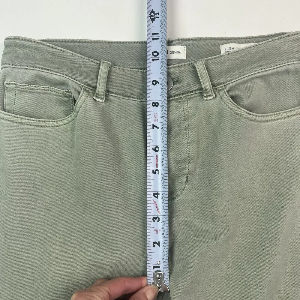 J Jill Denim High Rise Straight Leg Cropped Jeans 4P Sage Khaki Casual Chic Prep